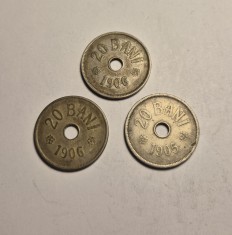 Lot 20 bani 1905 , 20 bani 1906 si 20 bani 1906 J