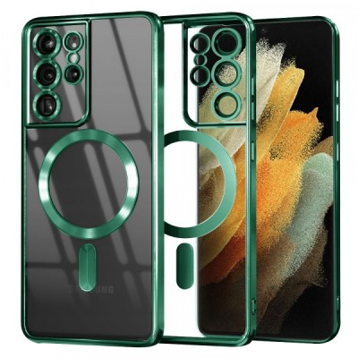 Husa MagSafe pentru Samsung Galaxy S21 Ultra 5G G998, Techsuit, Luxury Crystal, Verde Deschis foto