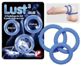 Lust - Set 3 inele pentru penis, albastru, Orion