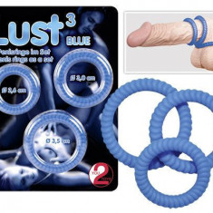 Lust - Set 3 inele pentru penis, albastru