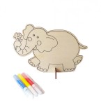 Cumpara ieftin Pictura pe lemn, Model Elefant, 16 cm, 209LF