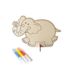 Pictura pe lemn, Model Elefant, 16 cm, 209LF