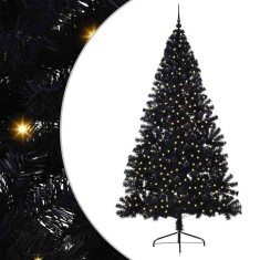 vidaXL Pom de Crăciun artificial pre-iluminat Negru 240 cm PVC 3397168