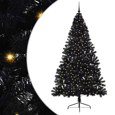 vidaXL Pom de Crăciun artificial pre-iluminat Negru 240 cm PVC 3397168 foto