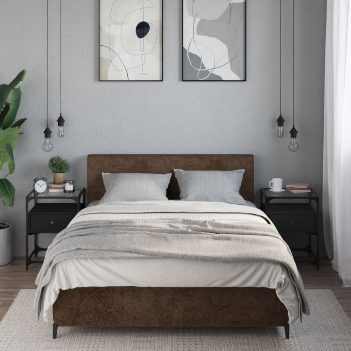 Gossi noptiere, 2 buc., negru, 40x40x55 cm, lemn prelucrat