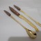 Superb set de tacamuri GOLD PLATED cu maner din LEMN de TRANDAFIR