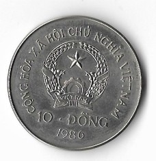 RARA!!! Moneda 10 dong 1986 - Vietnam (Buffalo), 30 mm, tiraj: 5000 foto
