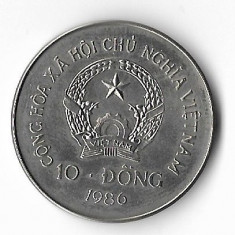 RARA!!! Moneda 10 dong 1986 - Vietnam (Buffalo), 30 mm, tiraj: 5000