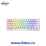 Tastatura gaming mecanica Razer Huntsman Mini, iluminare Chroma RGB, switch optic Purple, Alb Mercury