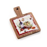 Platou Craciun lemn ceramica multicolora UK 12x18 cm