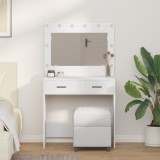 vidaXL Masa de toaletă cu lumini LED, alb, 78.5 x 41 x 135 cm