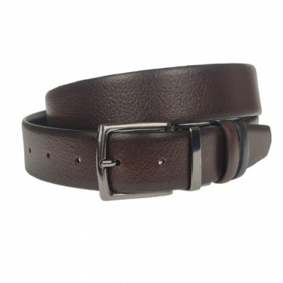 Curea barbati, casual-eleganta, din piele ecologica premium, latime 3.5 cm, maro inchis - CK196M foto