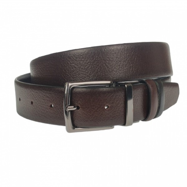 Curea barbati, casual-eleganta, din piele ecologica premium, latime 3.5 cm, maro inchis - CK196M