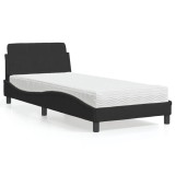 vidaXL Pat cu saltea, negru, 80x200 cm, catifea