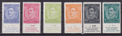 Iugoslavia 1933 Congres Dubrovnik MI 249-254 MNH foto