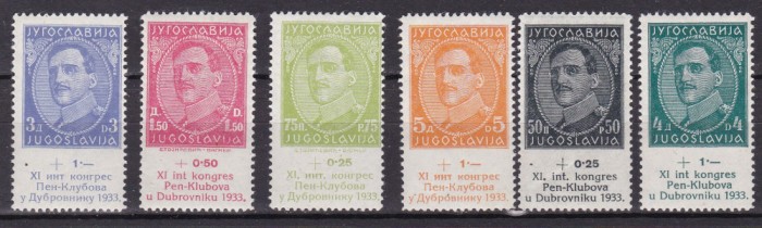 Iugoslavia 1933 Congres Dubrovnik MI 249-254 MNH