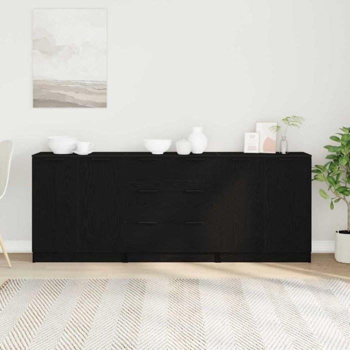vidaXL Bufet cu sertar Stejar Negru 180 x 30 x 70 cm Lemn compozit 3332514