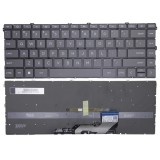 Tastatura Laptop, HP, Envy X360 15-FH, 15Z-FH, TPN-C166, iluminata, gri inchis, layout US