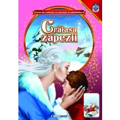 Carte de colorat cu povesti si abtibilduri - Craiasa Zapezii