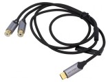 Cablu RCA x2 la USB C Aurit 1m Negru, Vention