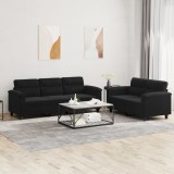 VidaXL Set de canapele cu perne, 2 piese, negru, microfibră
