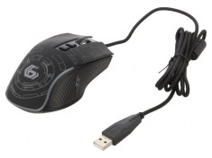Mouse optic negru USB cu 7 butoane și cablu 1,5m