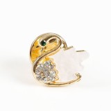 Brosa martisor lebada alba cu pietre zirconice