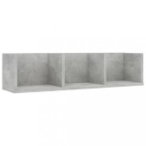 VidaXL Raft de perete CD-uri, gri beton, 75 x 18 x 18 cm, PAL