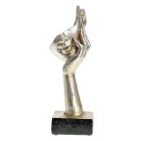 Statueta decorativa masca sustinuta de mana, finisaj argintiu 30 cm