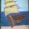 TABLOU PE PANZA CU SASIU NOU 24X30 CM CORABIE LA MAL PICTOR FLORIAN PRET 50 LEI