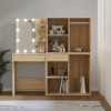 Masa Toaleta Stejar Sonoma cu LED si 2 Dulapuri, Lemn Prelucrat, 60x40x140 cm. Set Machiaj Dormitor