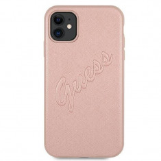 Husa Cover Guess PU Saffiano Vintage Script Pentru iPhone 11 Rose Gold foto