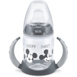 NUK First Choice Mickey Mouse cană pentru antrenament cu m&acirc;nere 6m+ Grey 150 ml