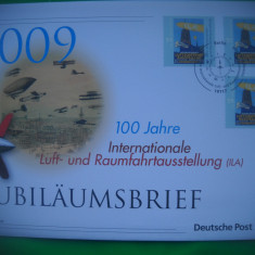 HOPCT PLIC FDC S 2014 AVION-100 ANI DEMONSTRATIE -2009-JUBILAUMSBRIEF GERMANIA