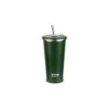 Cana termica cu pai din otel inoxidabil, Nava We care, 500 ml, verde,