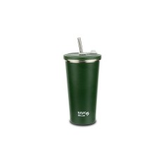 Cana termica cu pai din otel inoxidabil, Nava We care, 500 ml, verde,