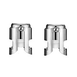 Cumpara ieftin Set 2x Dop pentru sticle de vin, sampanie, alte bauturi, wine stopper, otel inoxidabil, silicon, argintiu