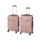 Leziter Set Valize Rigide ABS TraveLux Pro XI Roz-Auriu 68cm+76cm 4 Roti Duble 360&deg;