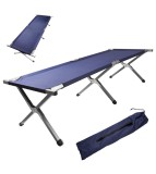 Pat de camping pliabil XXL albastru 150kg