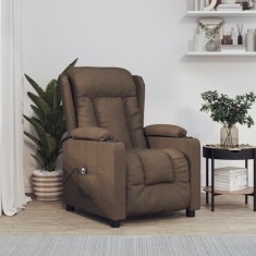 vidaXL Fotoliu rabatabil electric, maro, material textil foto