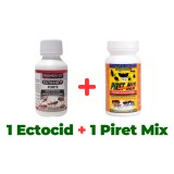 Insecticid concentrat pentru purici, paduchi, gandaci Ectocid Forte 100 ml + Antiparazitar extern Piret Mix pulbere 100 gr