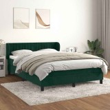 vidaXL Pat box spring cu saltea, verde &icirc;nchis, 140x190 cm, catifea 3127610