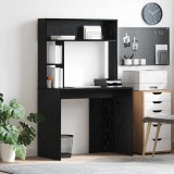 vidaXL Birou cu raft Stejar negru 91 x 50 x 149 cm Lemn compozit
