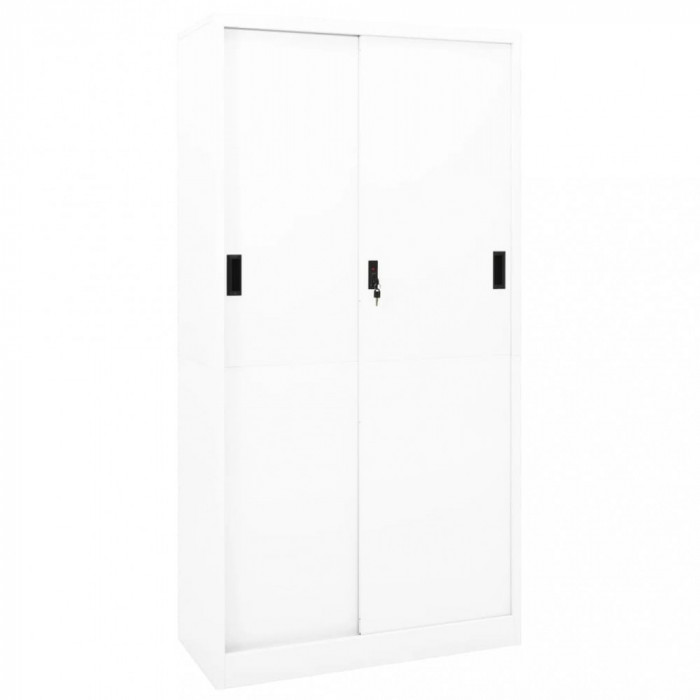 vidaXL Dulap de birou cu ușă glisantă, alb, 90x40x180 cm, oțel 335958