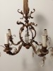 Deosebit candelabru antic cu 5 brațe din bronz masiv și elemente din cristal ,piesa veche