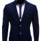 Sacou pentru barbati, bleumarin, casual, slim fit, cu buzunare aplicate, elegant, inchidere doi nasturi - M57