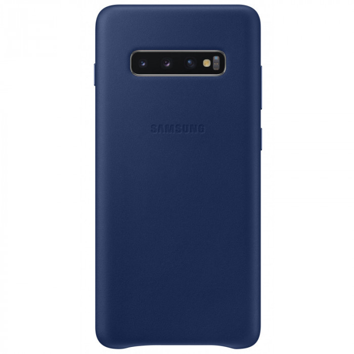 Husa Piele Samsung Galaxy S10+ G975, Leather Cover, Bleumarin EF-VG975LNEGWW