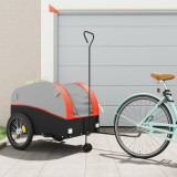 Remorca pentru biciclete, negru si portocaliu, 45 kg, fier GartenMobel Dekor, vidaXL
