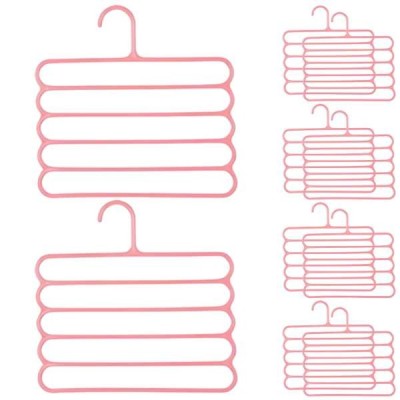 Set 10 Umerase din Plastic, cu 5 Pozitii, Pentru Pantaloni, Fuste sau Cravate, 31 x 31 cm, Roz foto