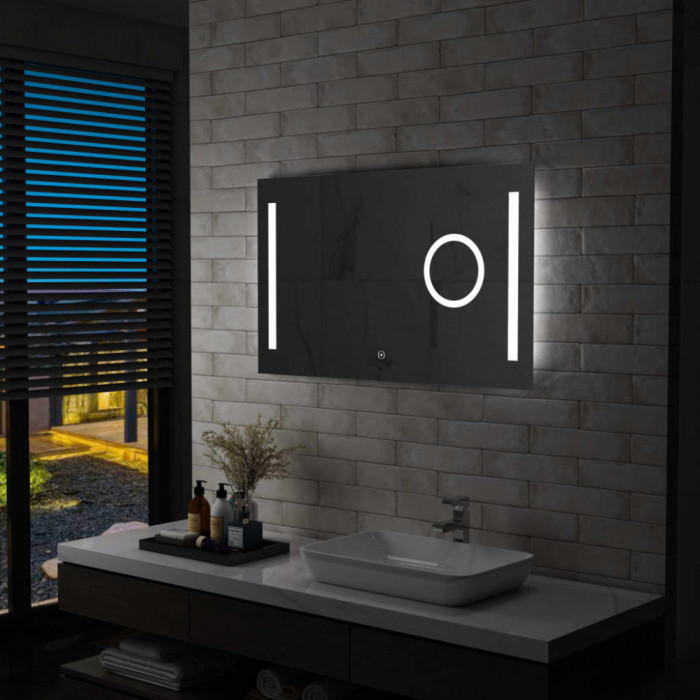 Oglinda cu LED de perete de baie, cu senzor tactil, 100x60 cm GartenMobel Dekor